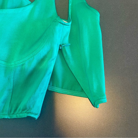 Zara Satin Corset Crop Top Green - Picture 7 of 8